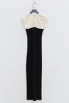 SWAYING/KNIT Puff Sleeve Contrast Color Silk Dress SW23SS2L21 Black/White